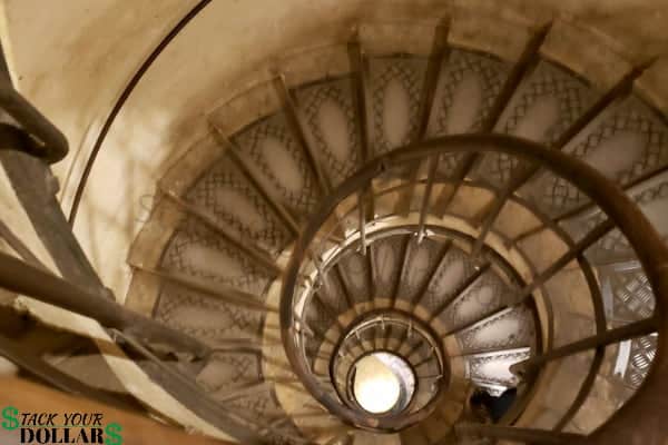 Image of winding stairs in the Arc de Triomphe