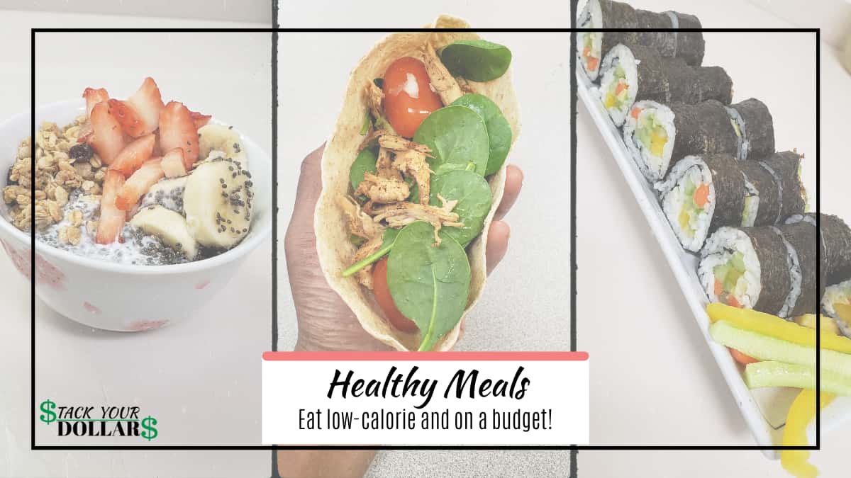 Healthy meals in photo grid 