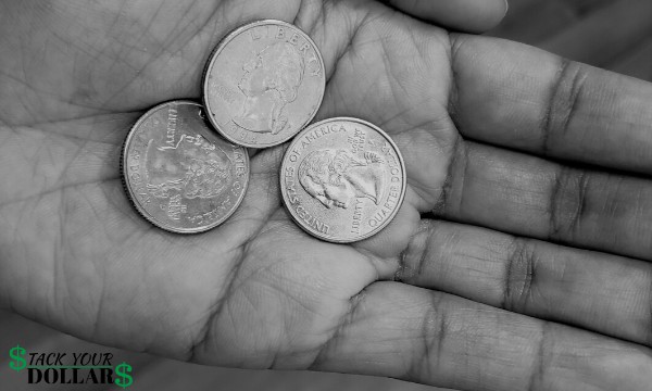 Money (3 Quarters) in Left Hand