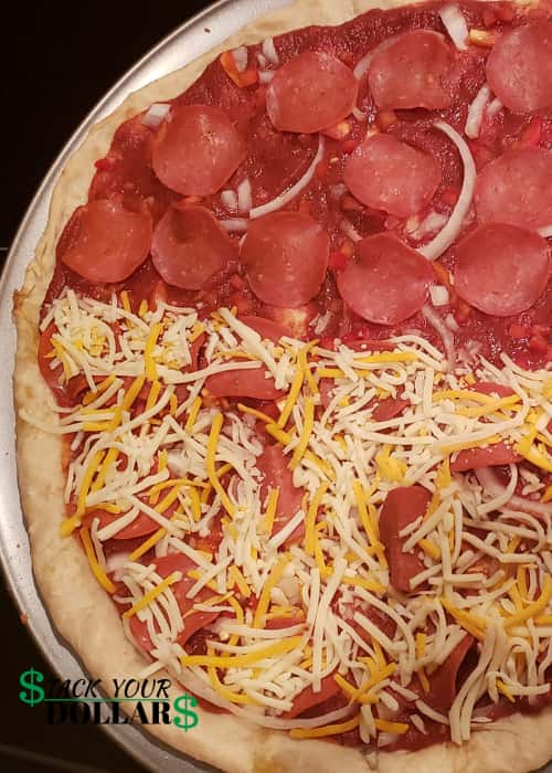 Pizza with cheese on one side