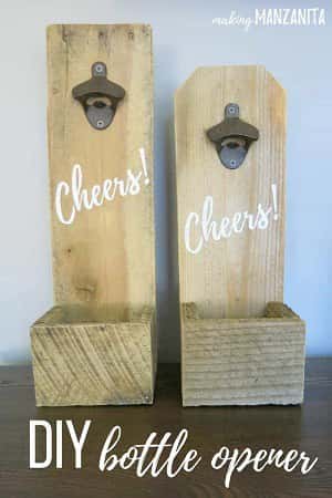 Wood bottle opener with cap box