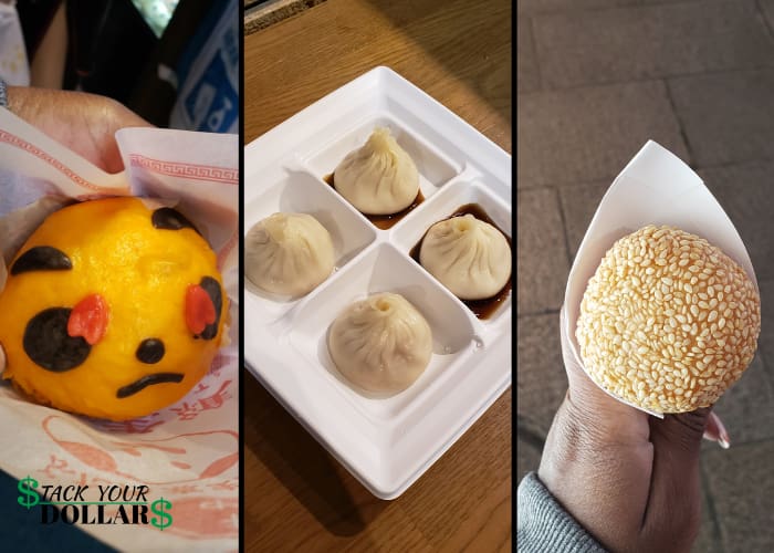 Character steamed dumpling, soup dumpling, and sesame ball in Yokohama Chinatown