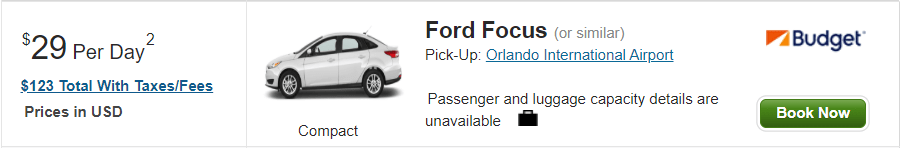 USAA's cheapest car rental is with Budget for different ages